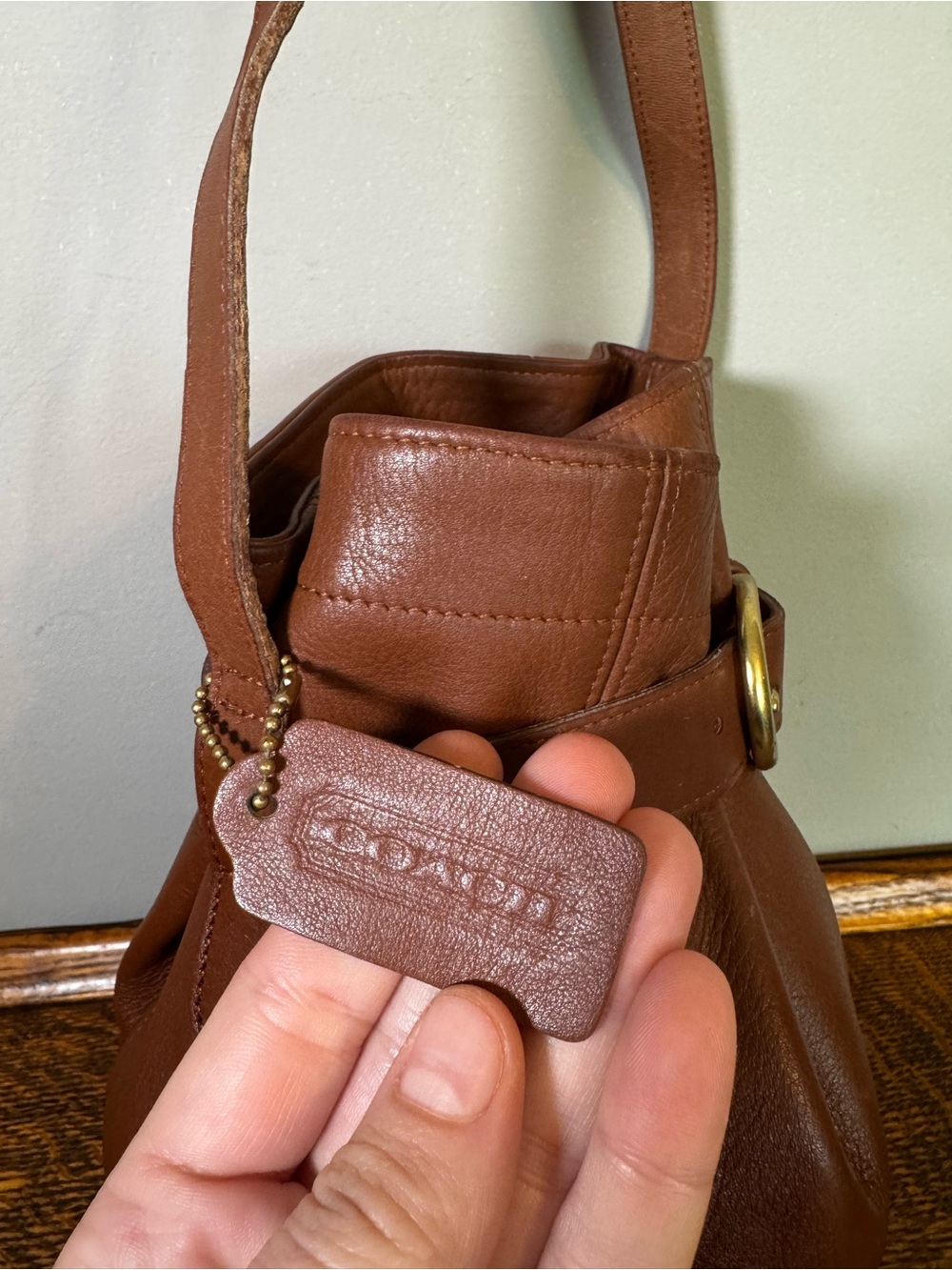 Coach Brown Leather Belted Crossbody Bucket Bag with Buckle - Picture 3 of 12